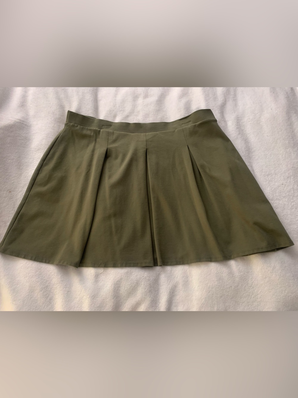 ModCloth Olive Green Mini Pleated Twee Knit Mini Skirt Size 1X Plus Skater Skirt